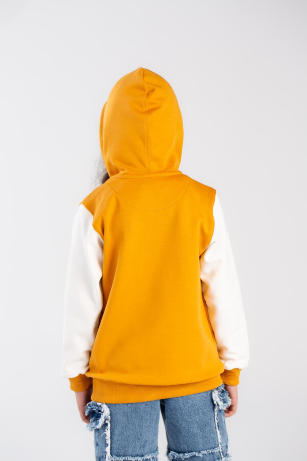 Girl's Full Zipper Padded Front Printed Unique Style Hooded Padded Sweatshirt