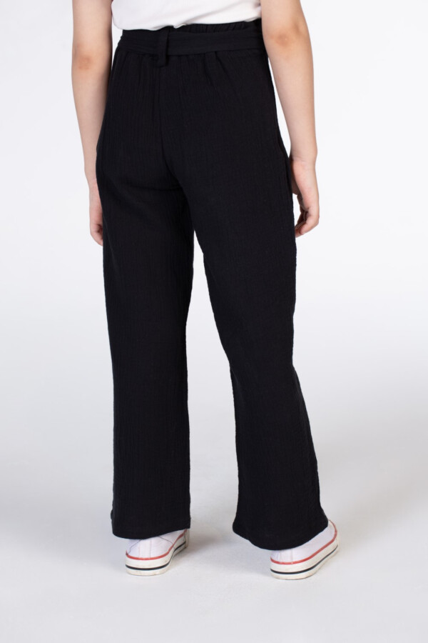 Girls Long Linen Trousers With A Waist Belt And Basic Colors