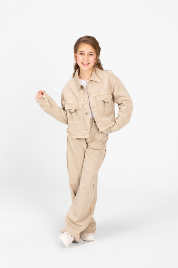 طقم أوتفيت جاكيت وبنطلون بناتي جينز سلاوشي عصري