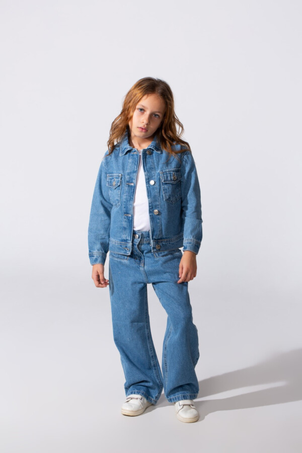 Girl's Slim Fit Denim Basic Modern Outfit