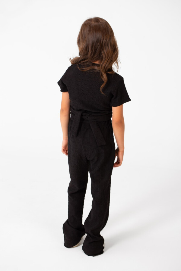 طقم أوتفيت بناتي صيفي كتان سادة عصري بخامة عملية مريحة