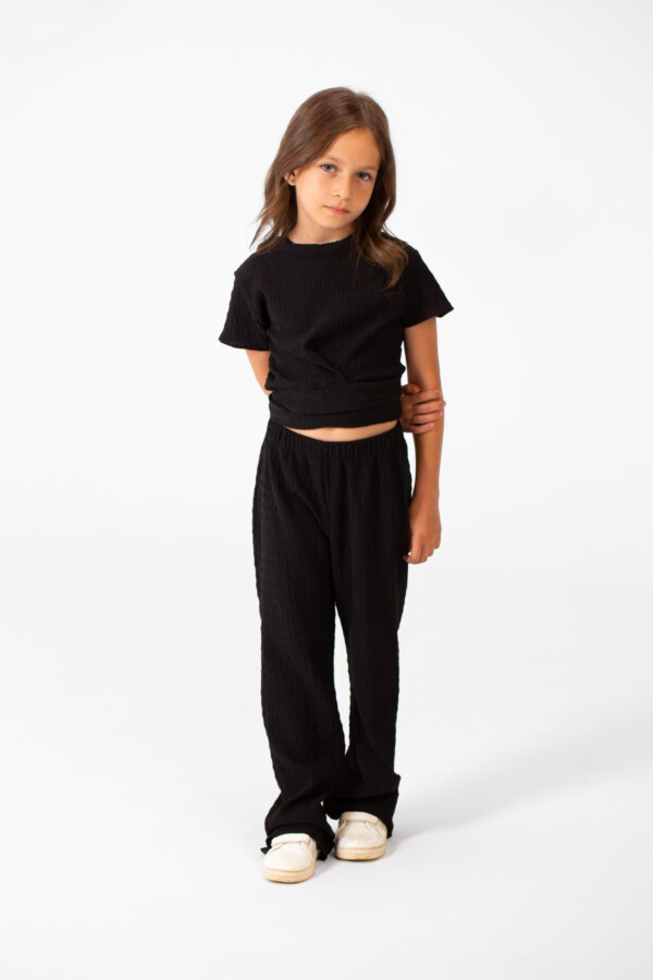 طقم أوتفيت بناتي صيفي كتان سادة عصري بخامة عملية مريحة