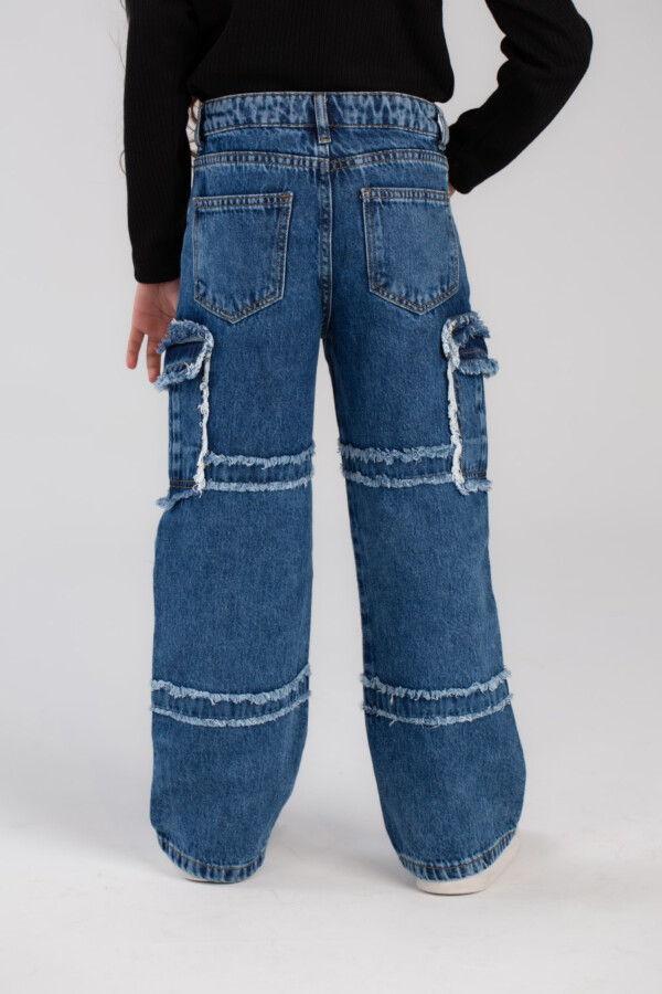 Girl's Used Details Wide Leg Jeans Pants That Features A Unique Cut