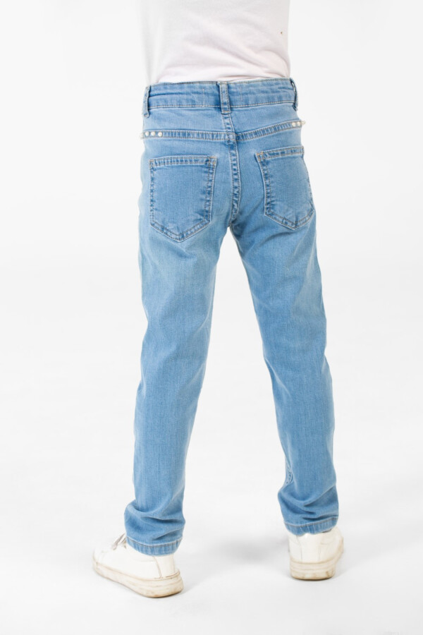 بنطلون جينز بناتي ليزر بخمسة جيوب بولين بقصة عصرية مريحة