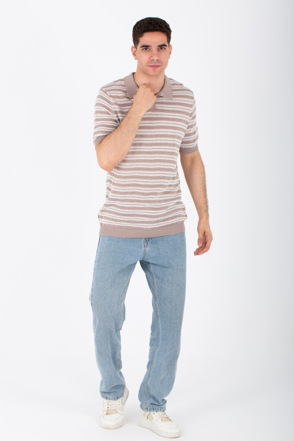 Mens Knits Striped Slim Fit Polo Trico T-Shirt With Short Sleeves