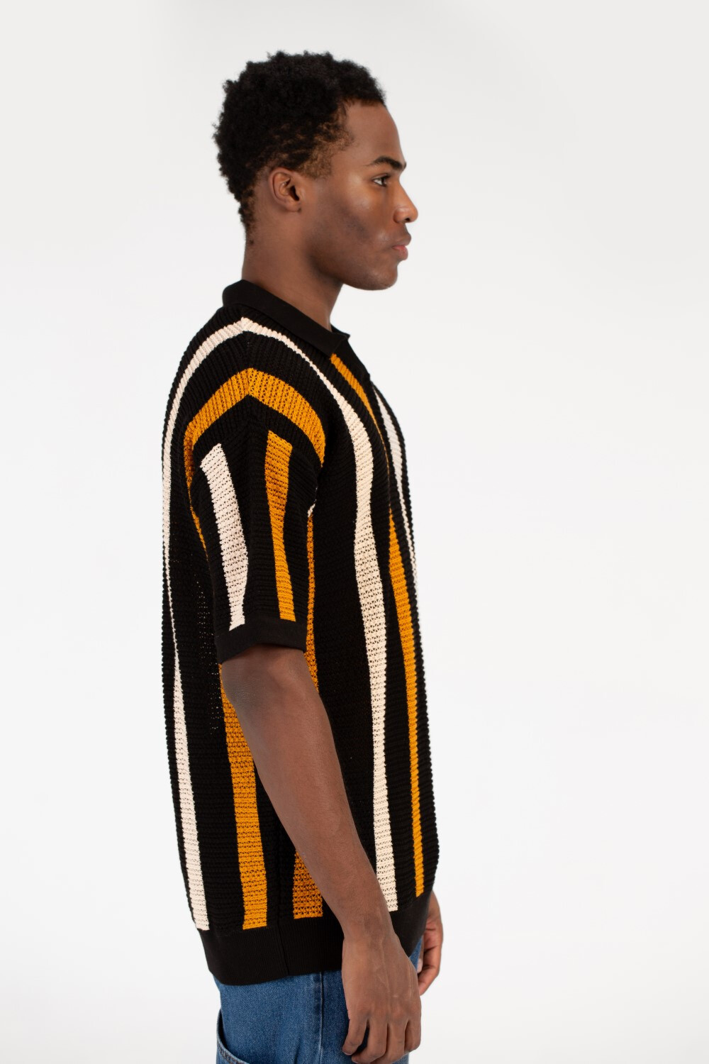 Men's Striped Short Sleeve Polo T-Shirt