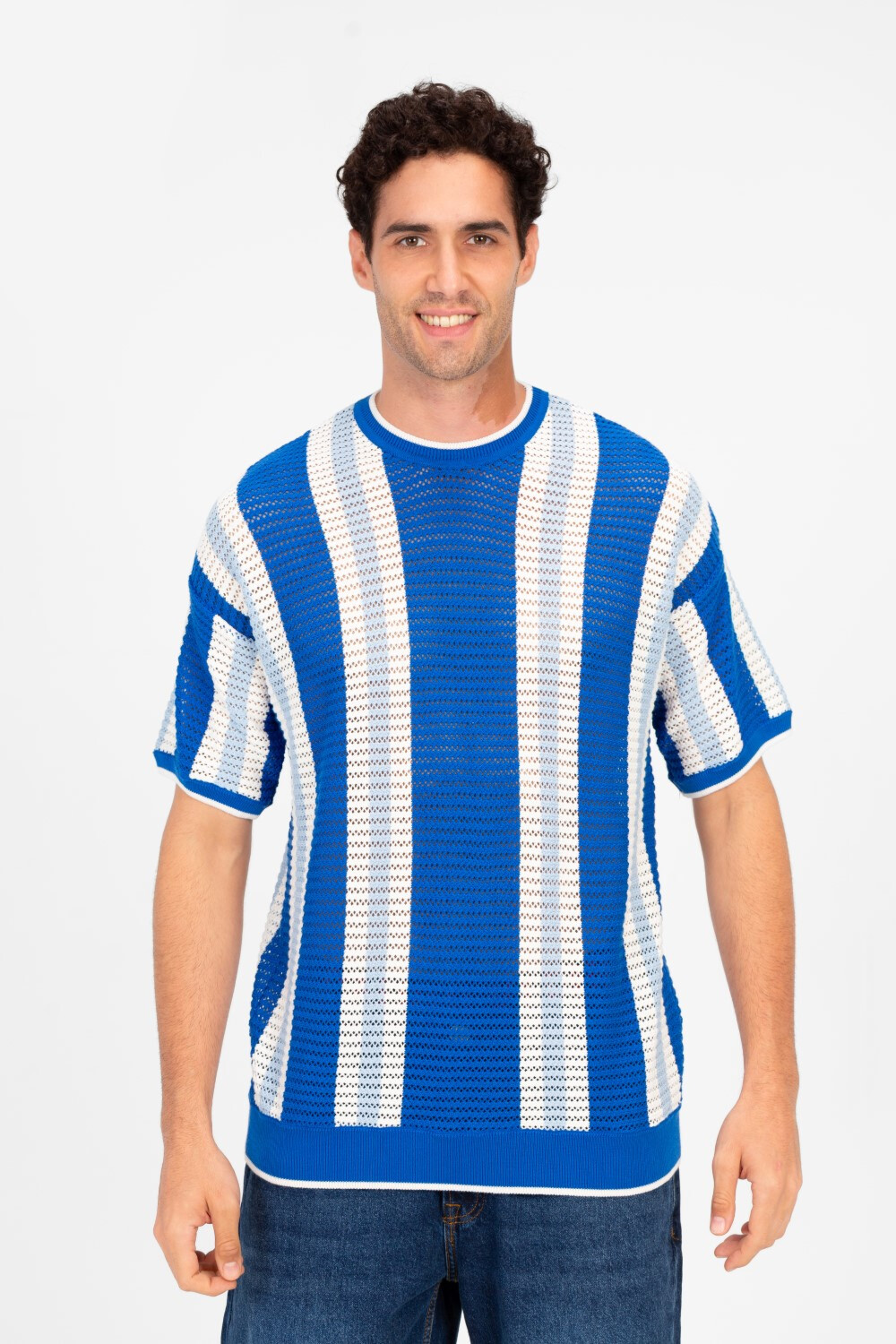 Men's Striped Slim Fit Cotton Knit T-Shirt