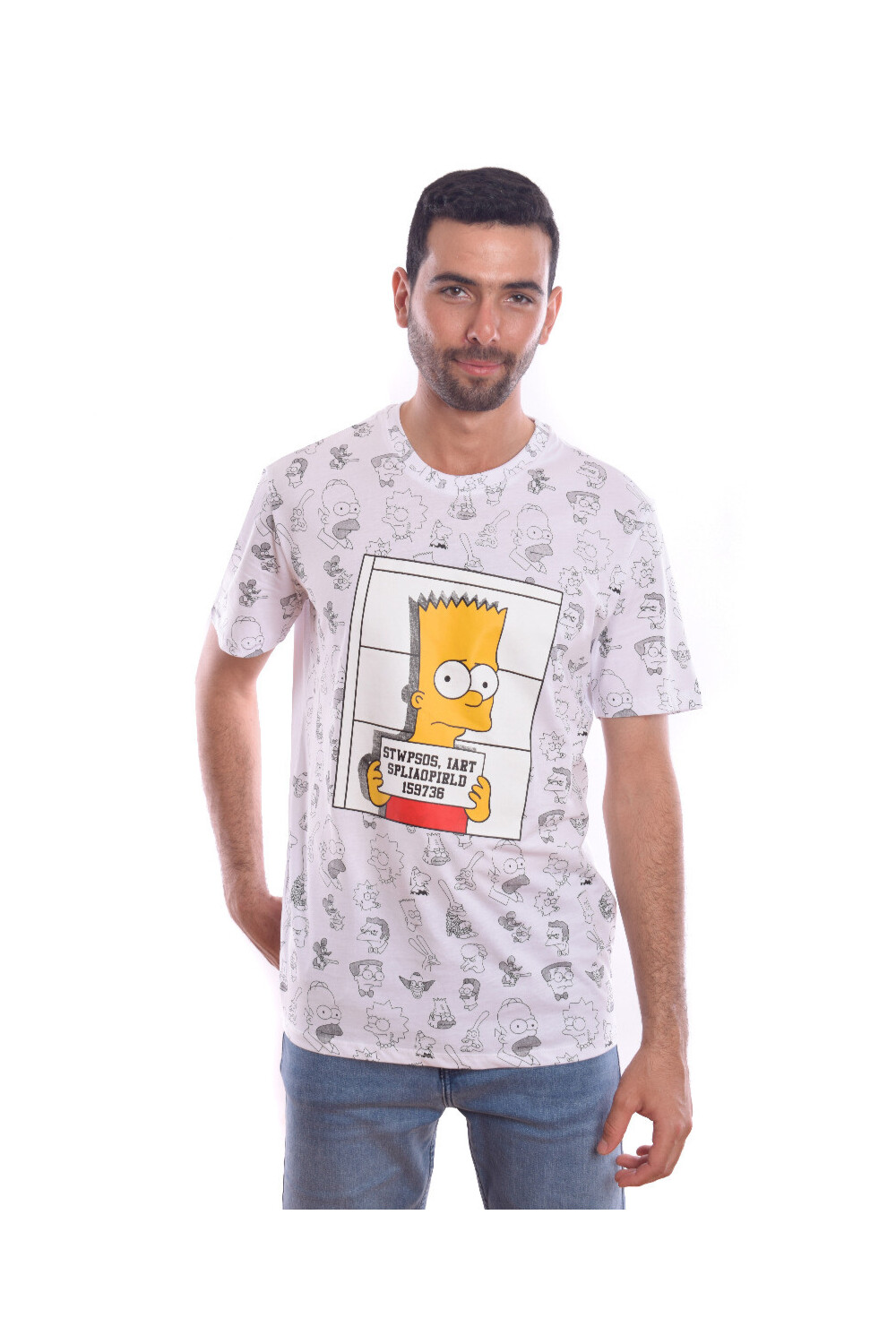 Men's Basic Front Printed The Simpsons Regular Fit Cotton T-shirt