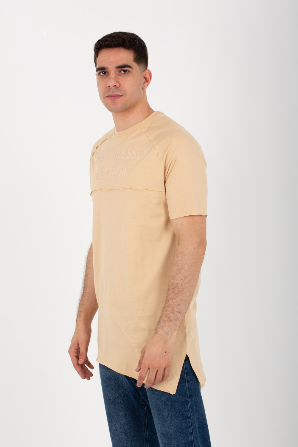 Mes Half Sleeve Round T-shirt With A Unique Modern Cut