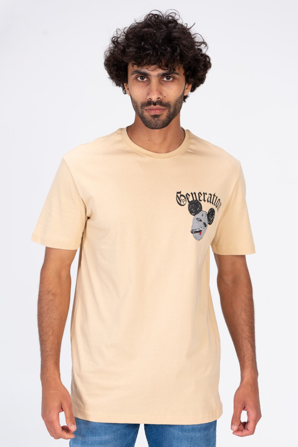 Mens Round Neck T-shirt With Front And Back Print