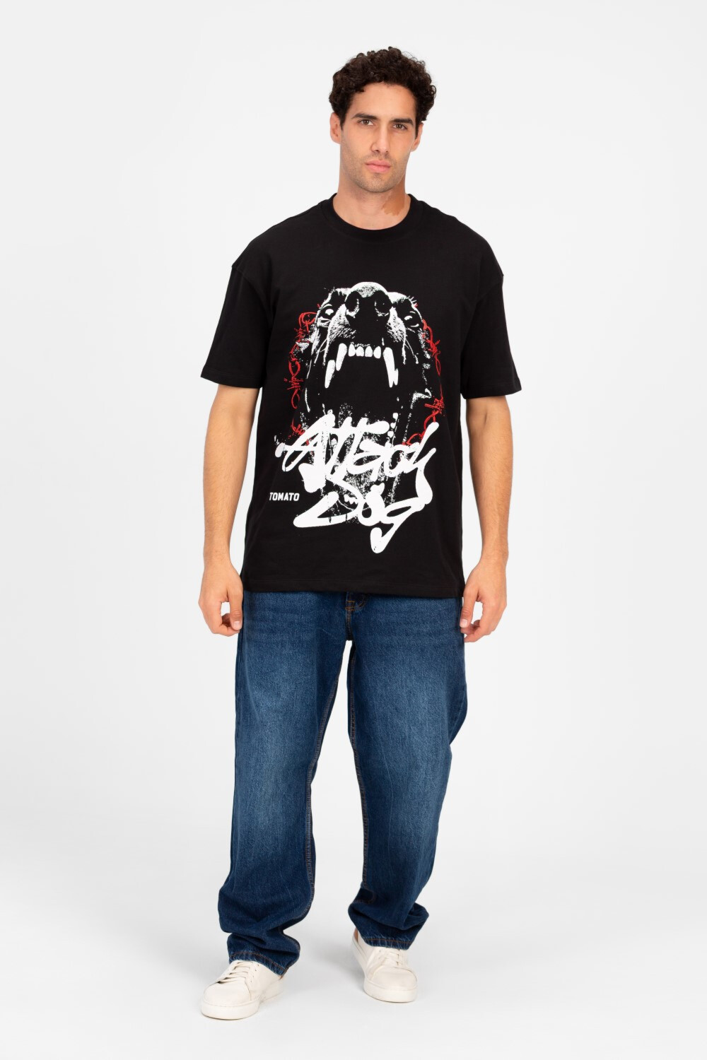 Men's Tomato Front Print Regular Fit High Quality Melton T-Shirt