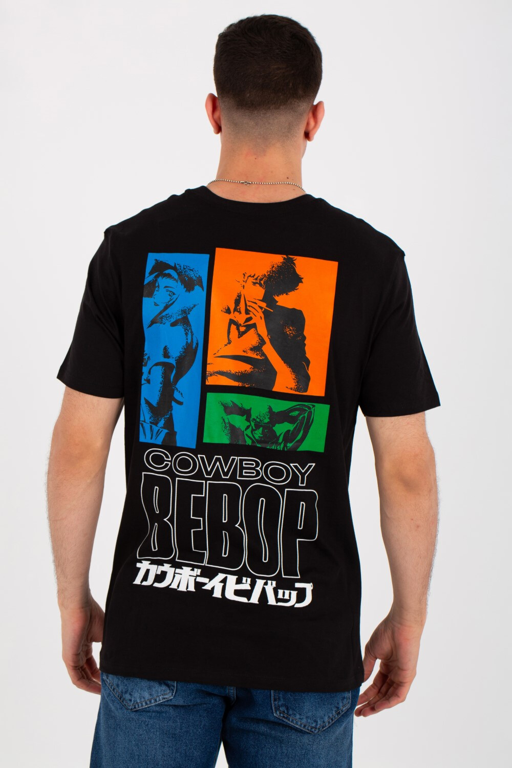Mens T-shirt With Round Neck And Cowboy Print On The Front And Back