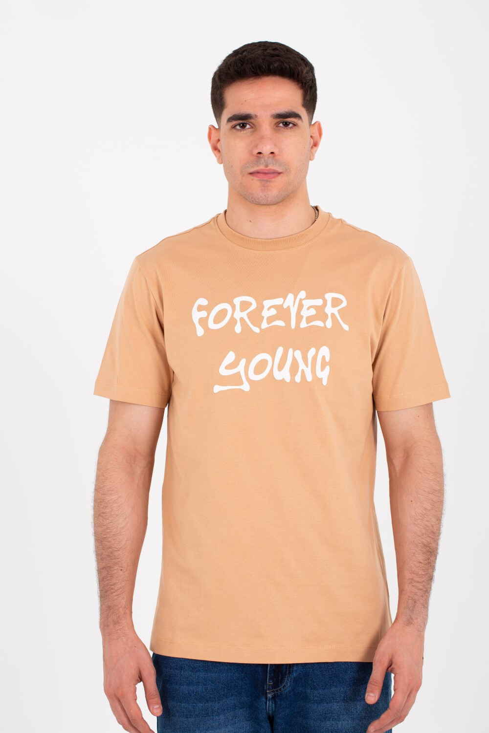 Mens round neck half sleeves T-shirt with front and back print