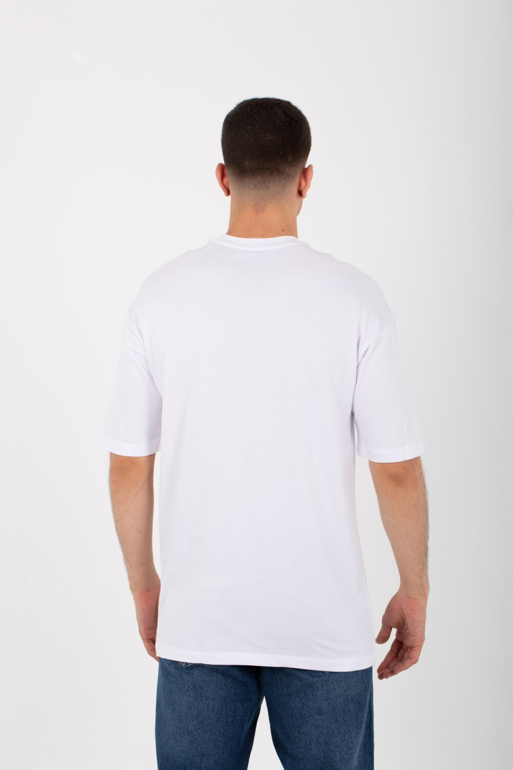 Mens Oversize Round T-shirt Printed With Melton Material