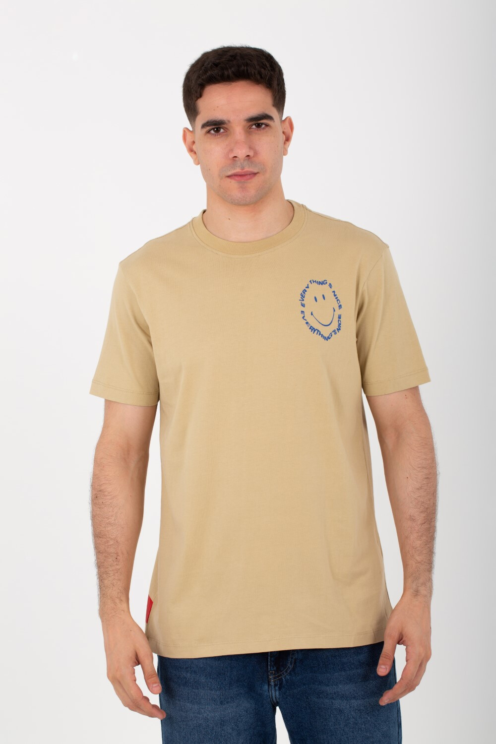 Mens Half Sleeve Milton T-shirt With Smiley Face Print On The Front And Back