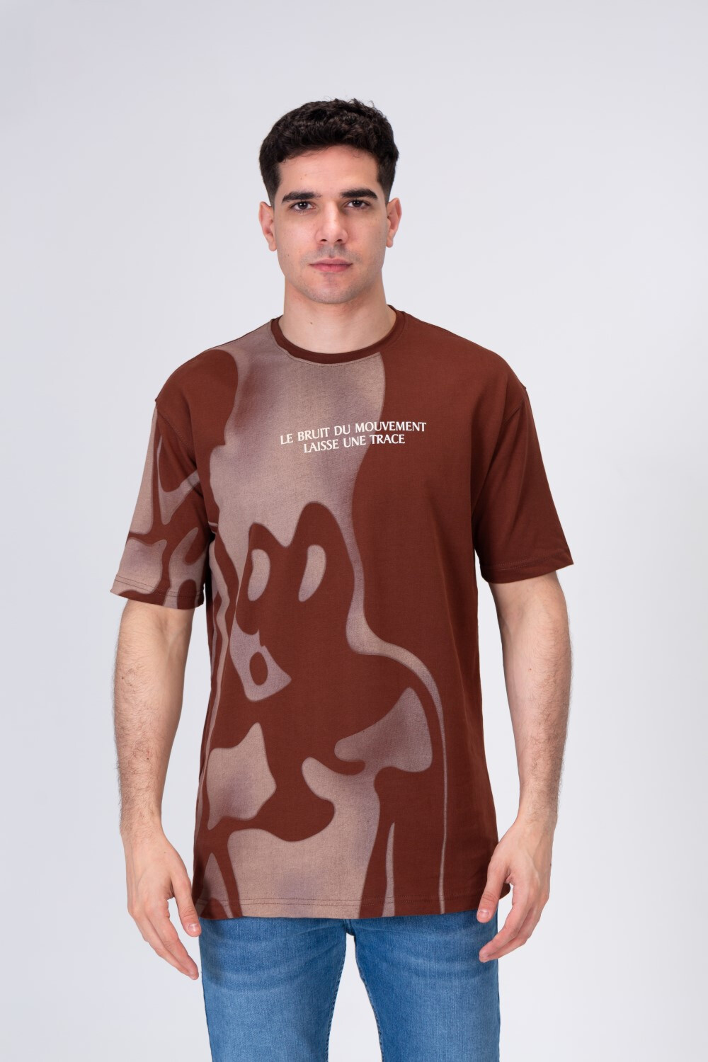 Mens Round Neck And Front Printed T-shirt