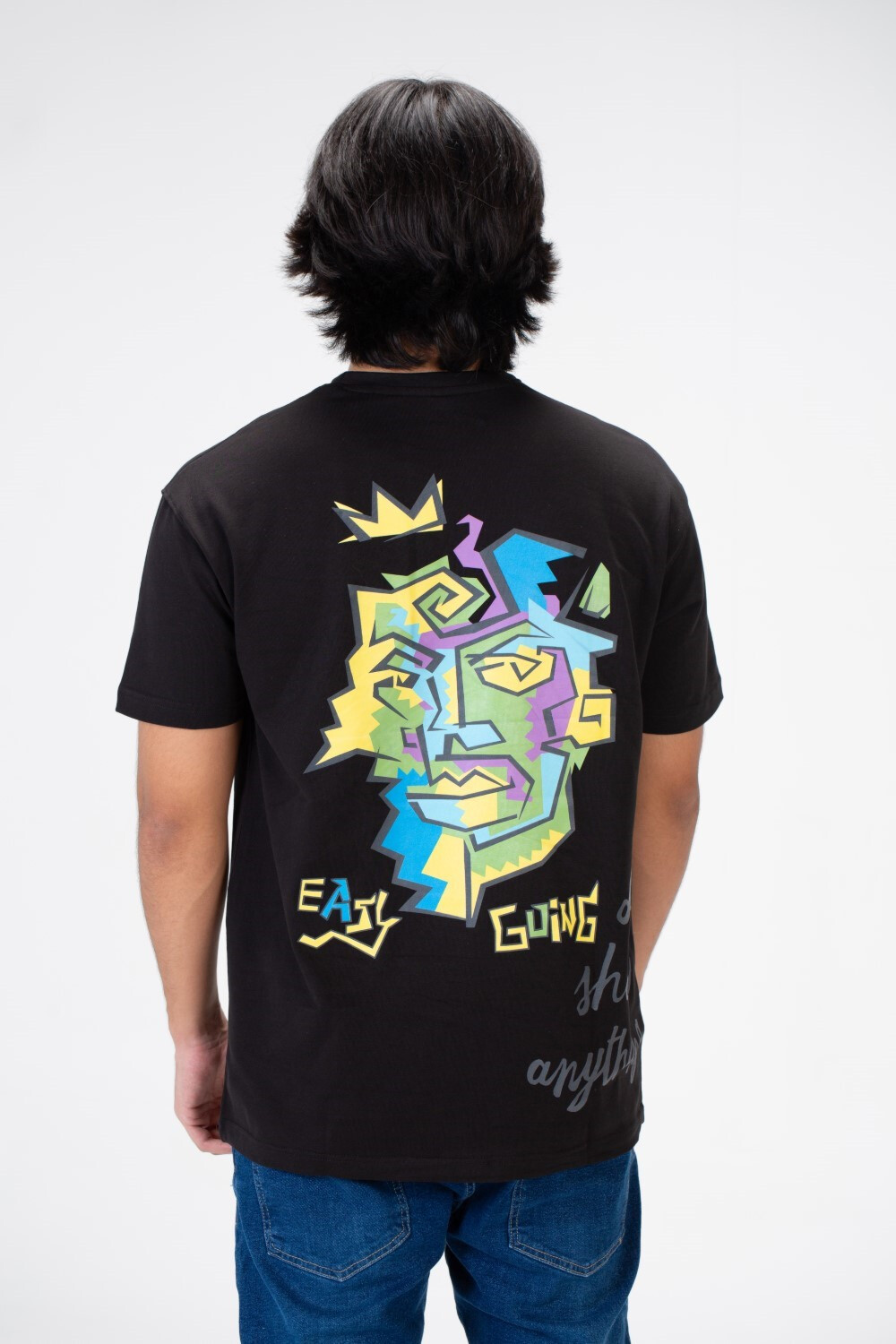 Men's Oversize T-shirt With A Round Neck And A Print On The Front And Back