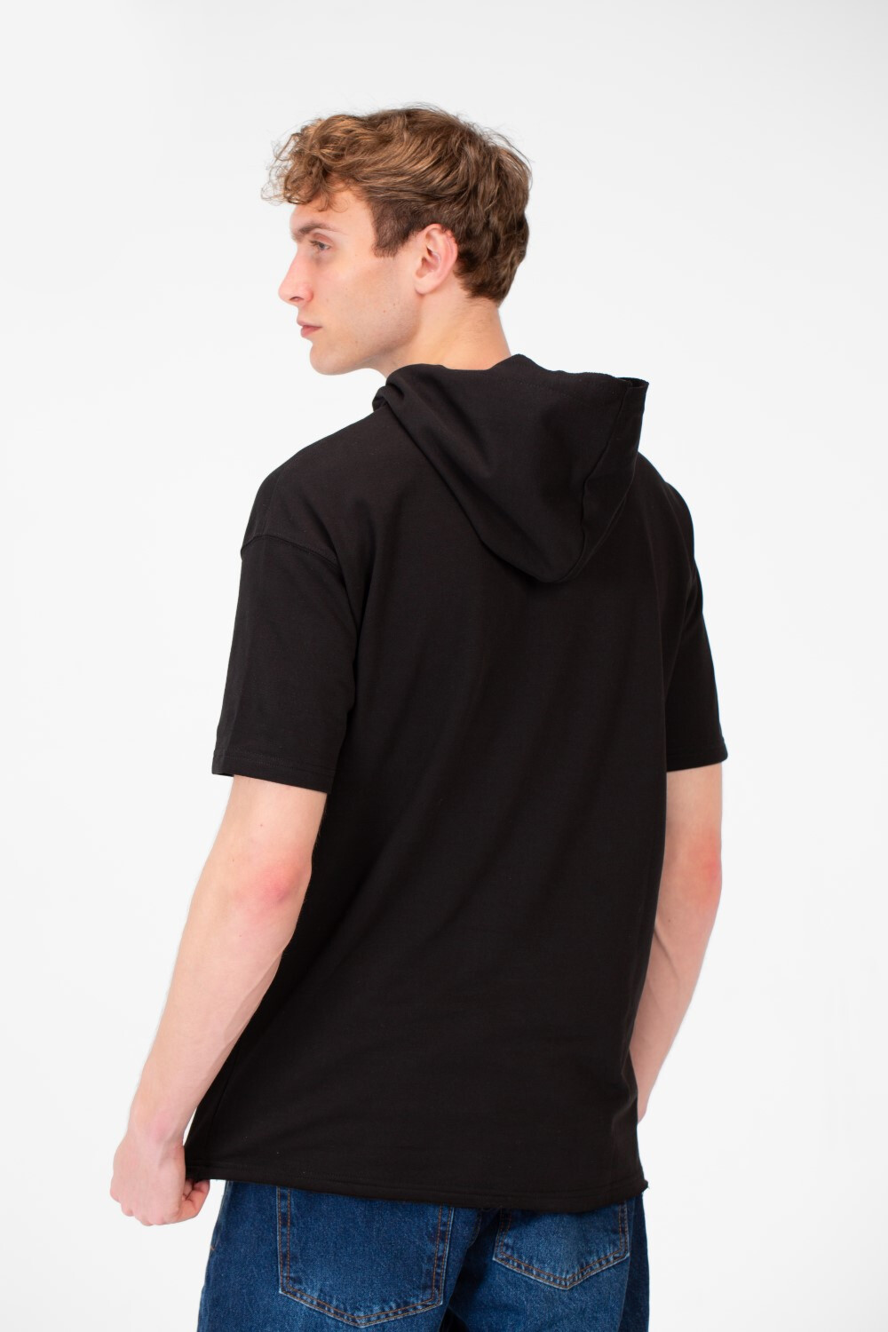 Men's Round Short Sleeves Regular Fit Summer Melton Hood T-shirt