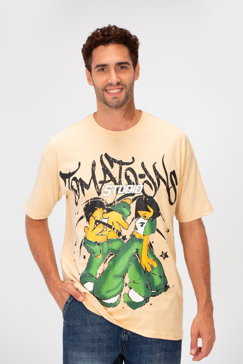 Men's Regular Fit Short Sleeves Brasola Graphic Print Round Neck T-shirt