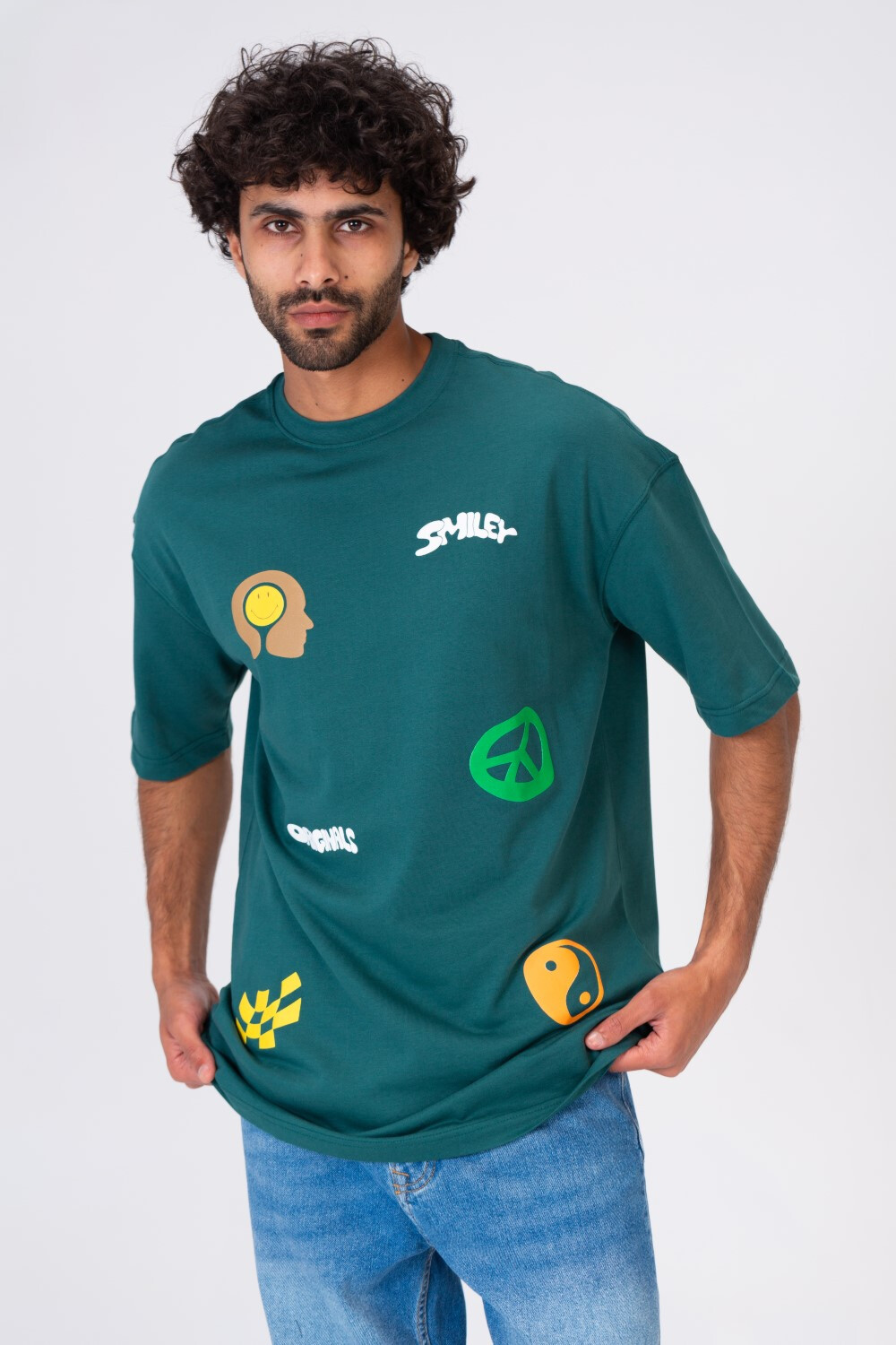 Mens Smiley Face Half Sleeve Regular Fit T-shirt