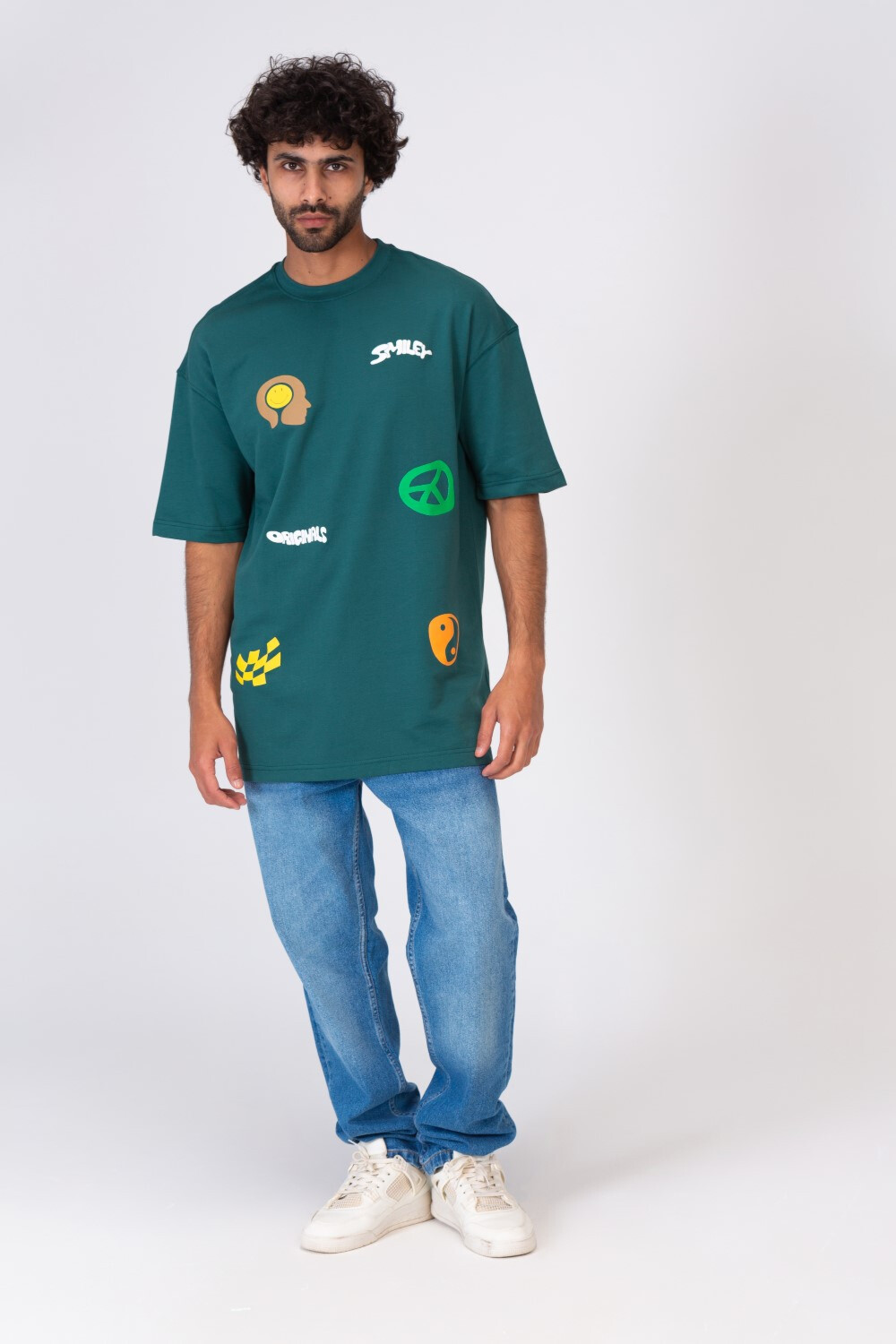 Mens Smiley Face Half Sleeve Regular Fit T-shirt