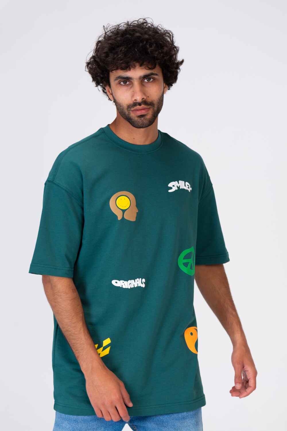 Mens Smiley Face Half Sleeve Regular Fit T-shirt