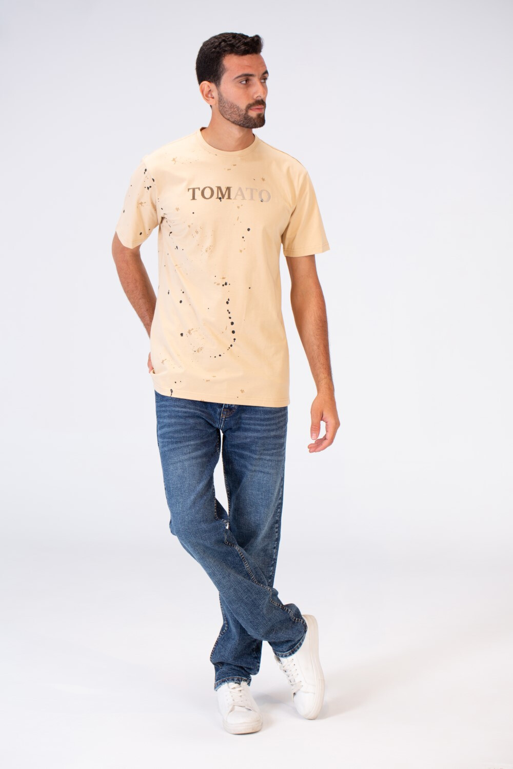 Mens Round Print Slim Fit Casual Short Sleeve T-Shirt
