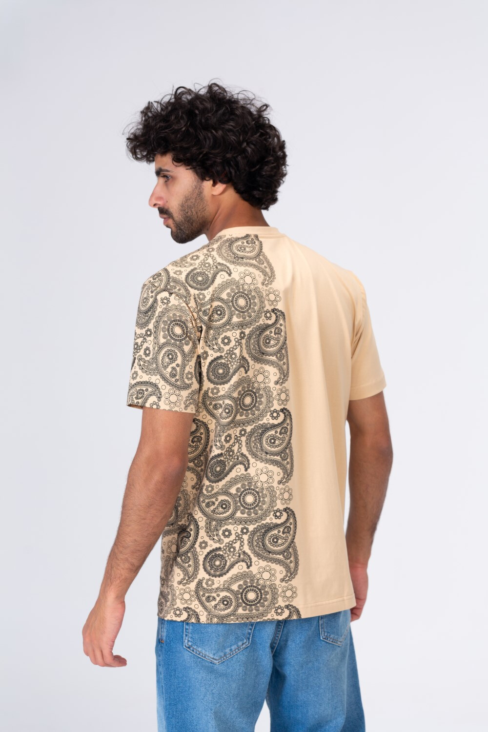 Mens Half And Half Printed Regular Fit T-Shirt
