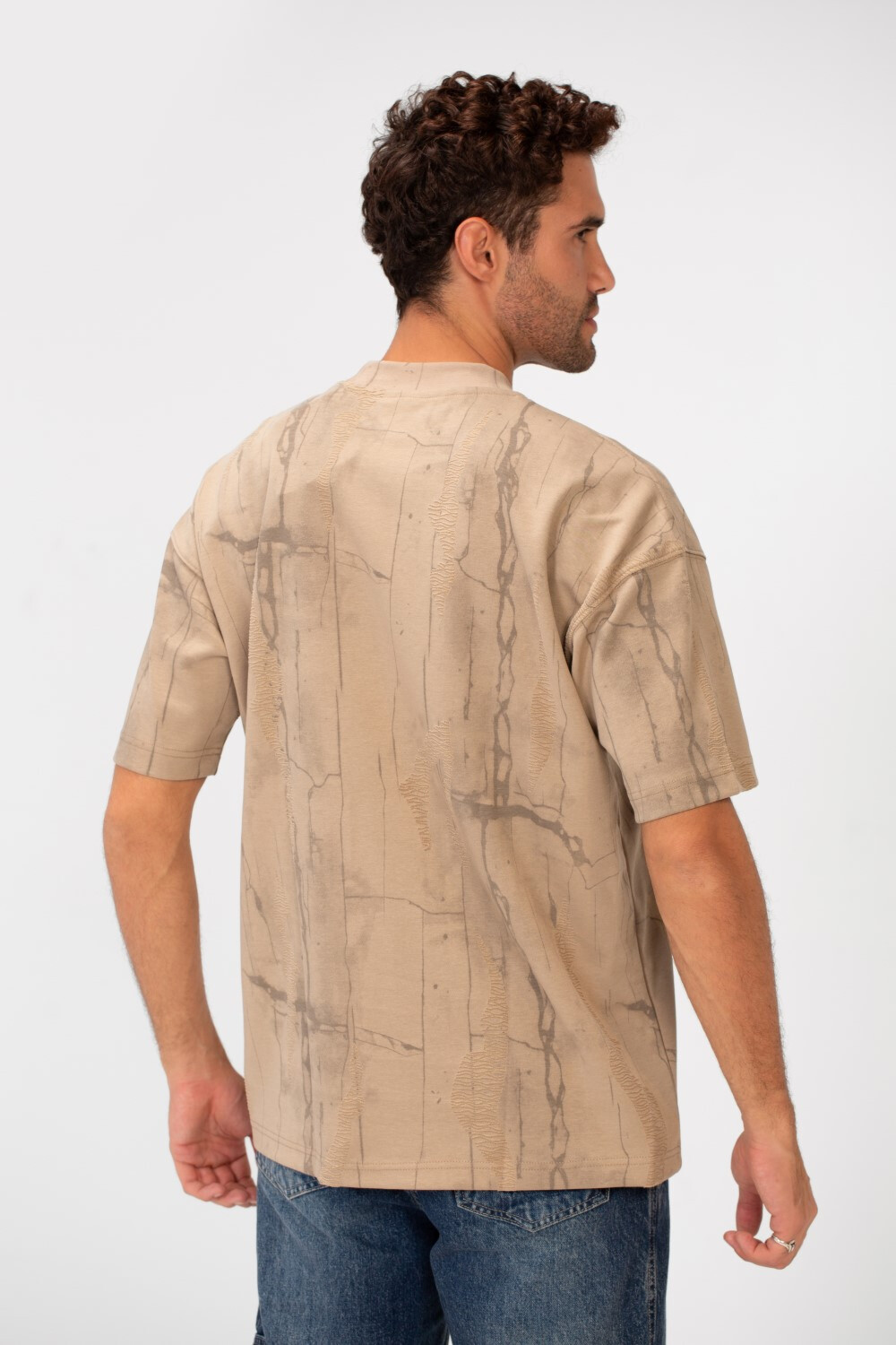 Men's Round Neck Printed Oversized Short Sleeve T-Shirt