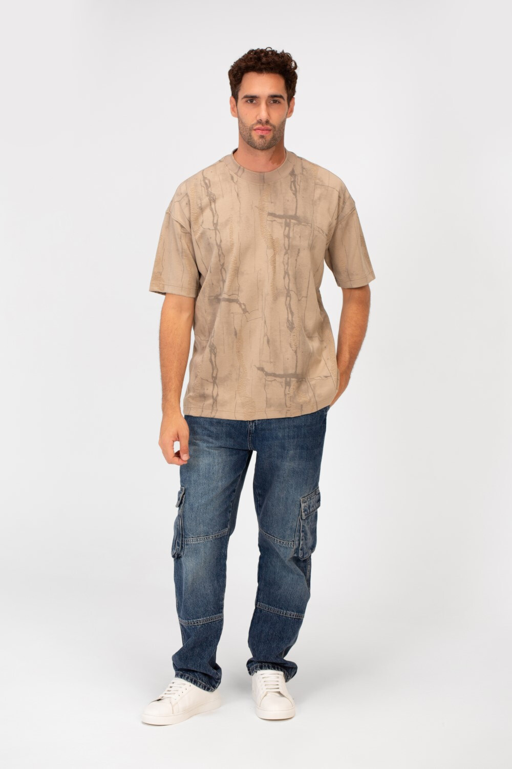 Men's Round Neck Printed Oversized Short Sleeve T-Shirt