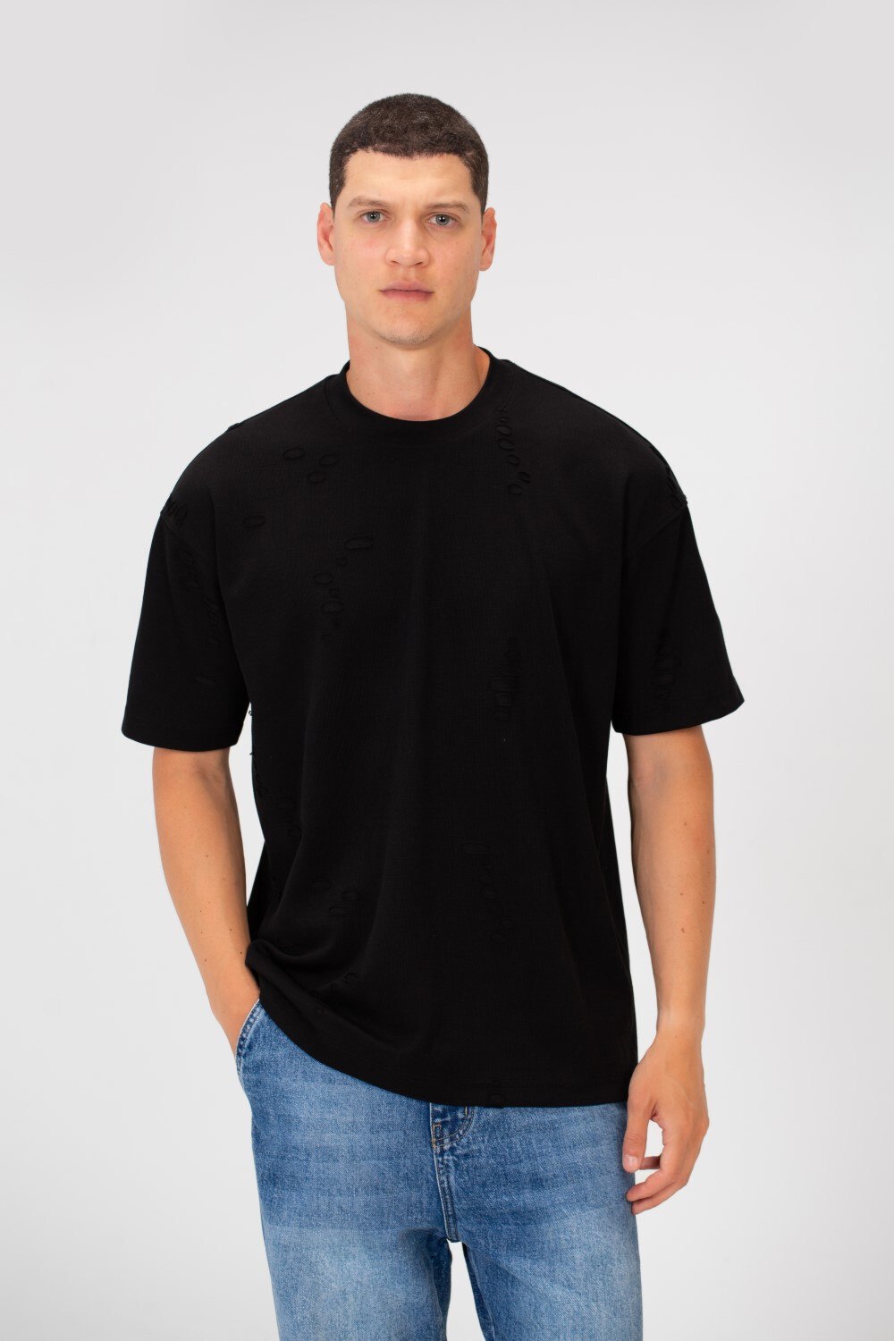 Men's Cutting Regular Fit Round Neck Short Sleeves T-shirt In Basic Colors