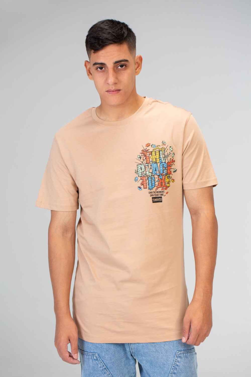 Mens Tomato Slim Fit Round Neck Short Sleeve T-Shirt