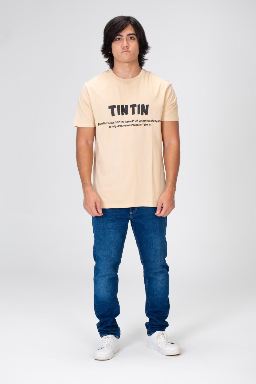 Men's Slim Fit  T-shirt With A Round Neck And Print On The Front And Back