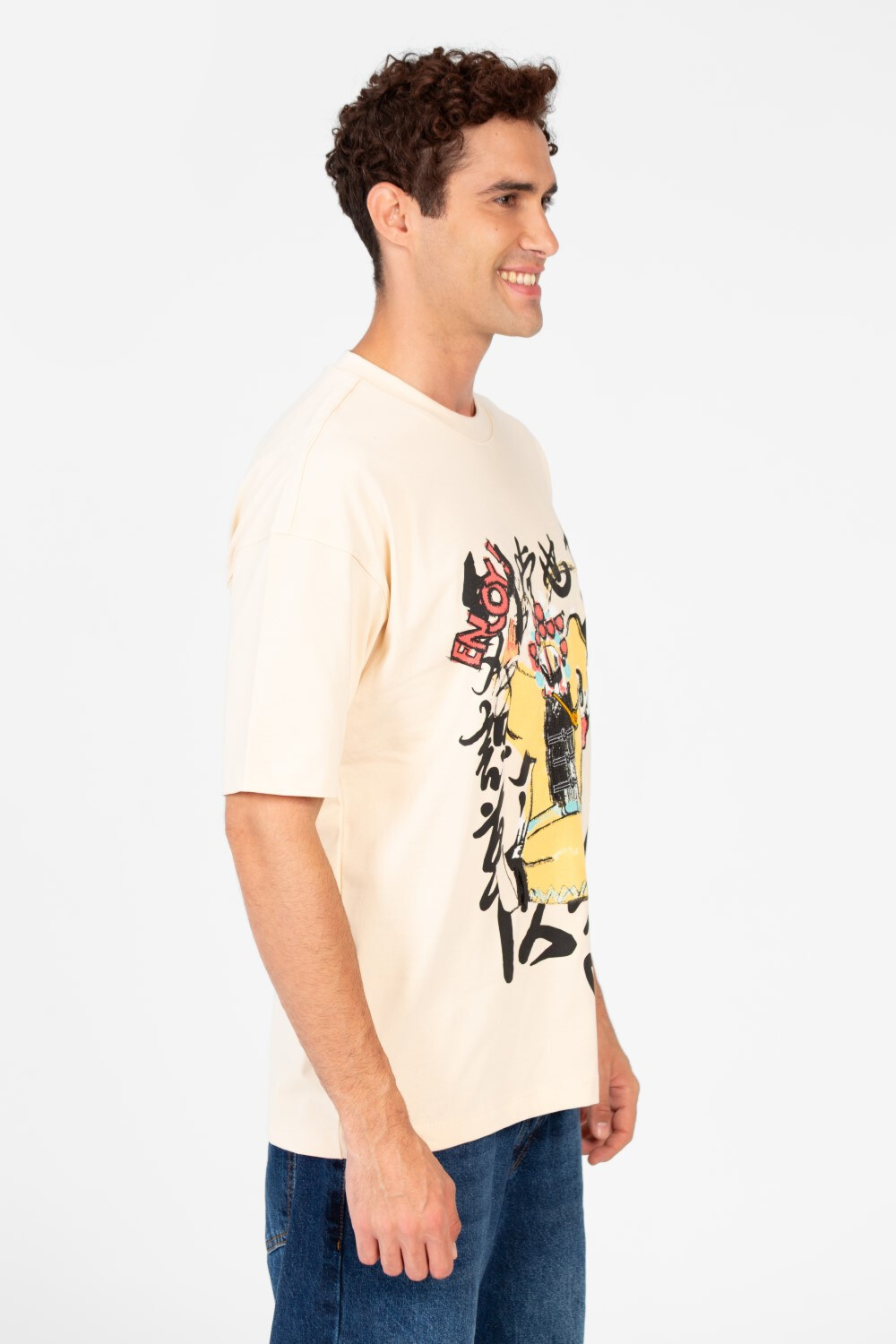 Men's Regular Fit Front Graphic Print T-Shirt