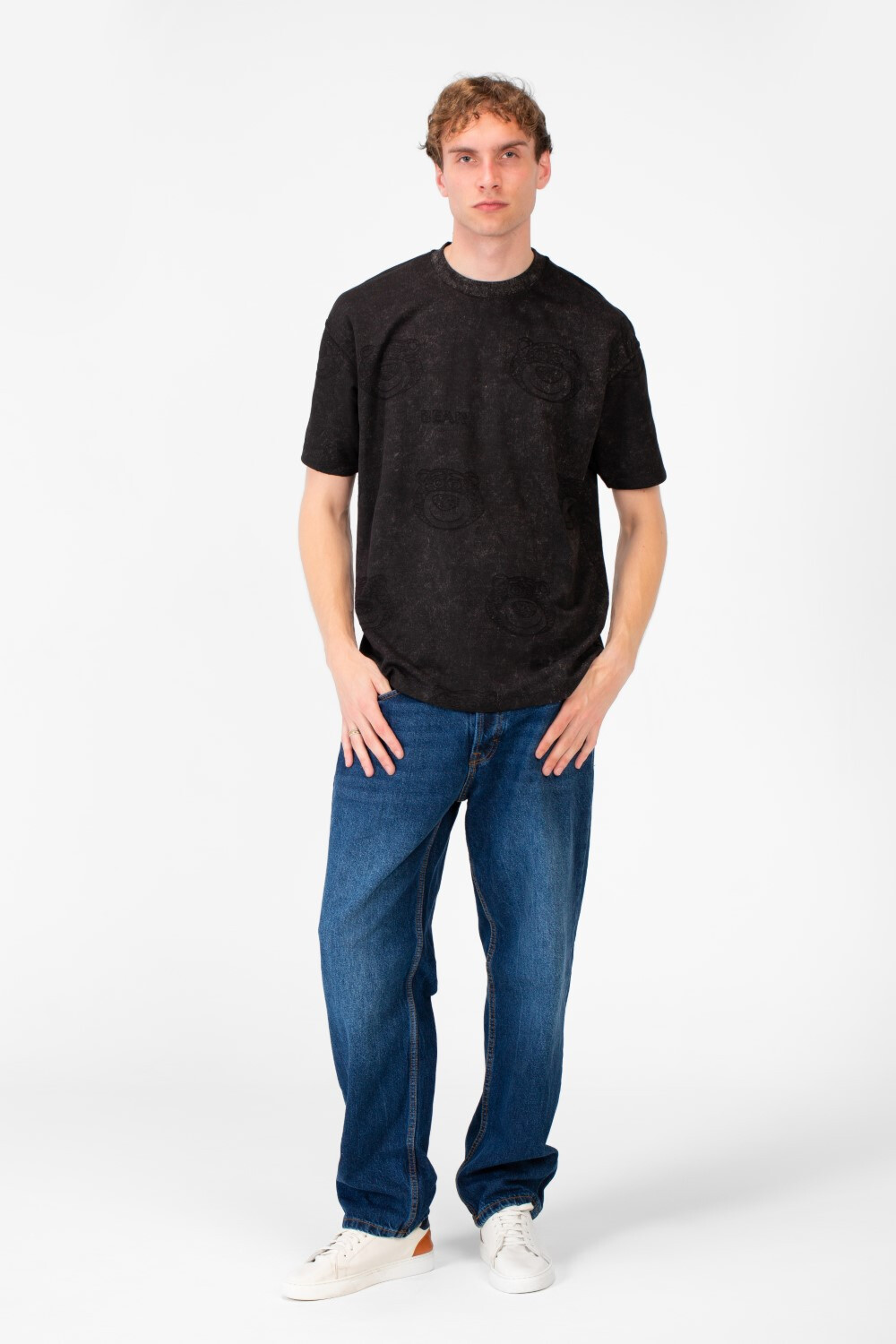Men's Bear Print Short Sleeves Regular Fit T-shirt
