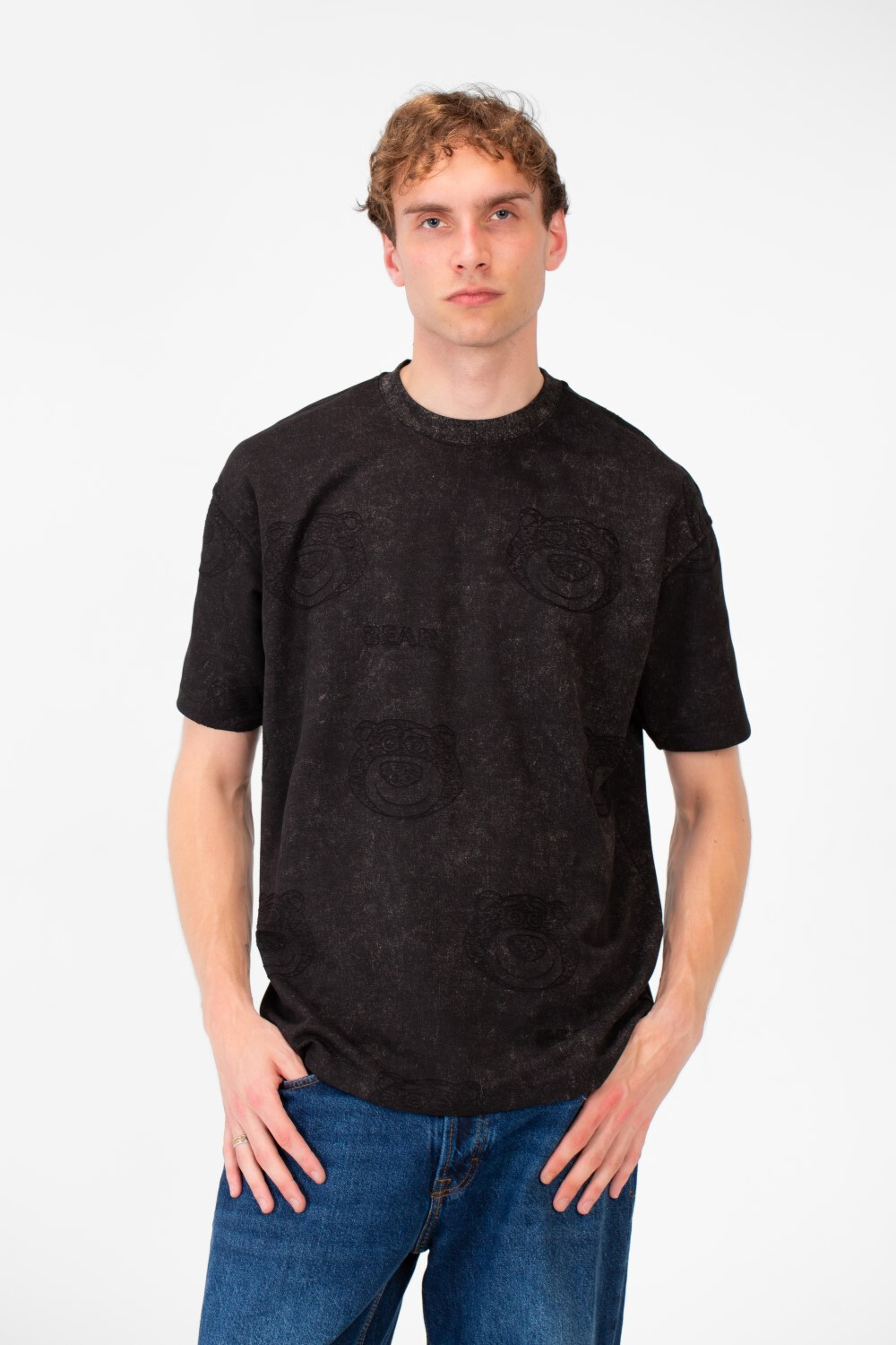 Men's Bear Print Short Sleeves Regular Fit T-shirt