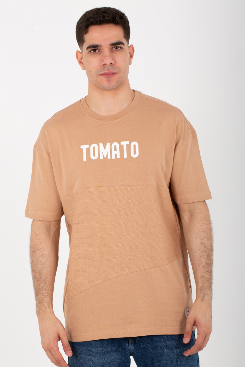 Mens Summer Milton Oversize T-shirt With A Round Neck And Tomato Print On The Front