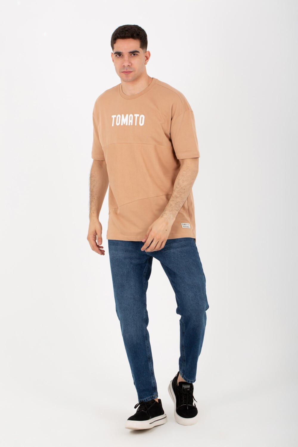 Mens Summer Milton Oversize T-shirt With A Round Neck And Tomato Print On The Front