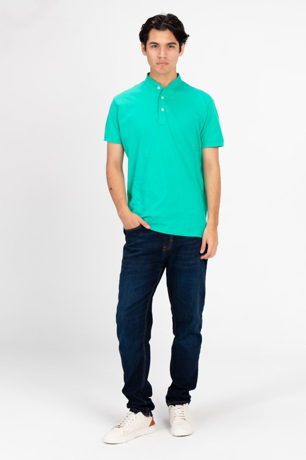 Men's Slim Fit Front Half Button Polo T-Shirt