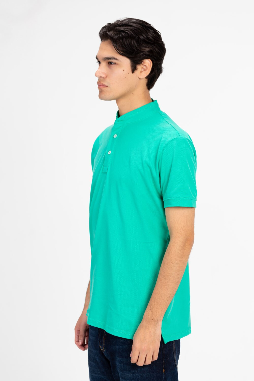 Men's Slim Fit Front Half Button Polo T-Shirt