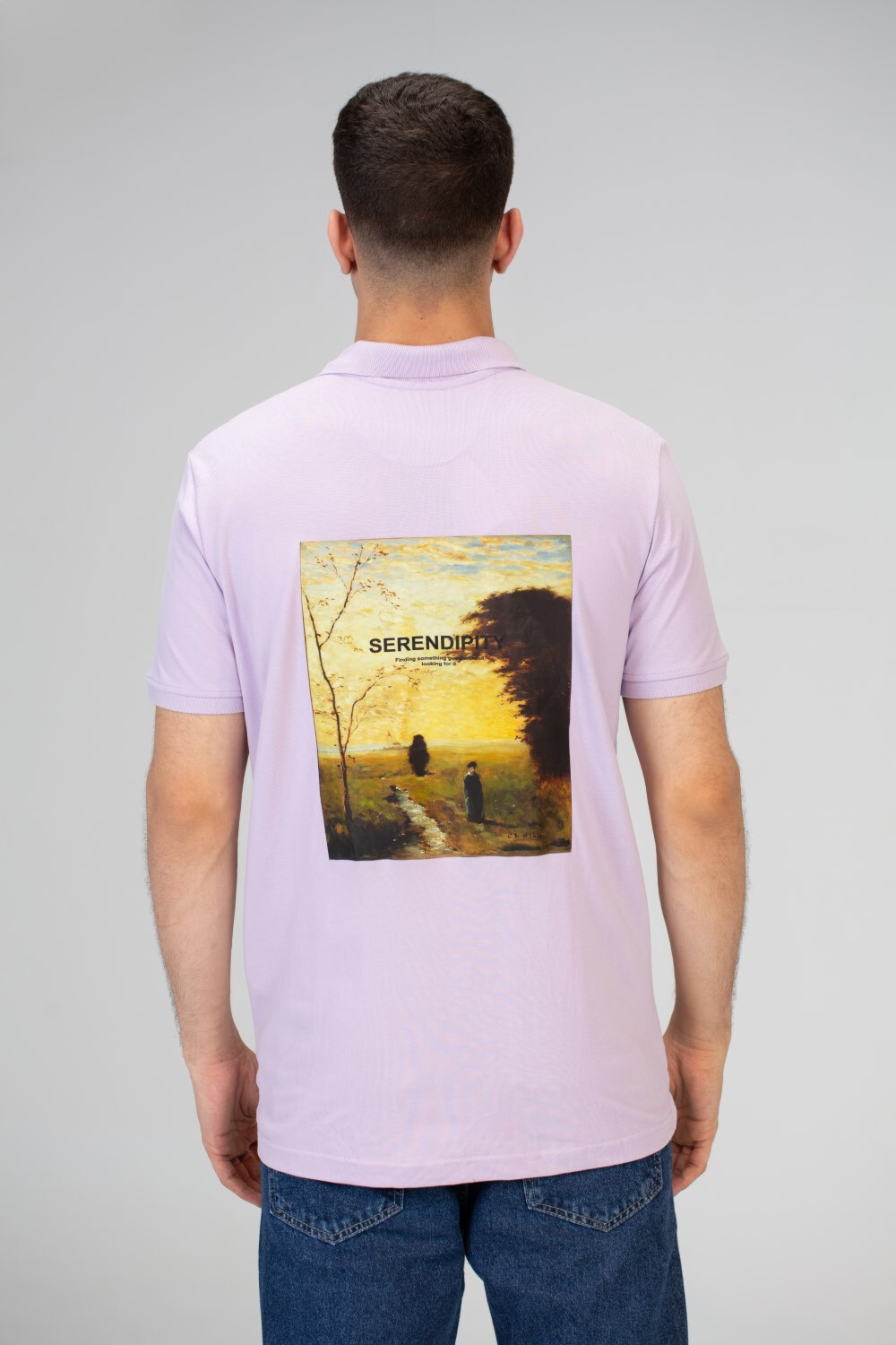 Mens Slim Fit Polo T-shirt With Half Sleeves And Back Print