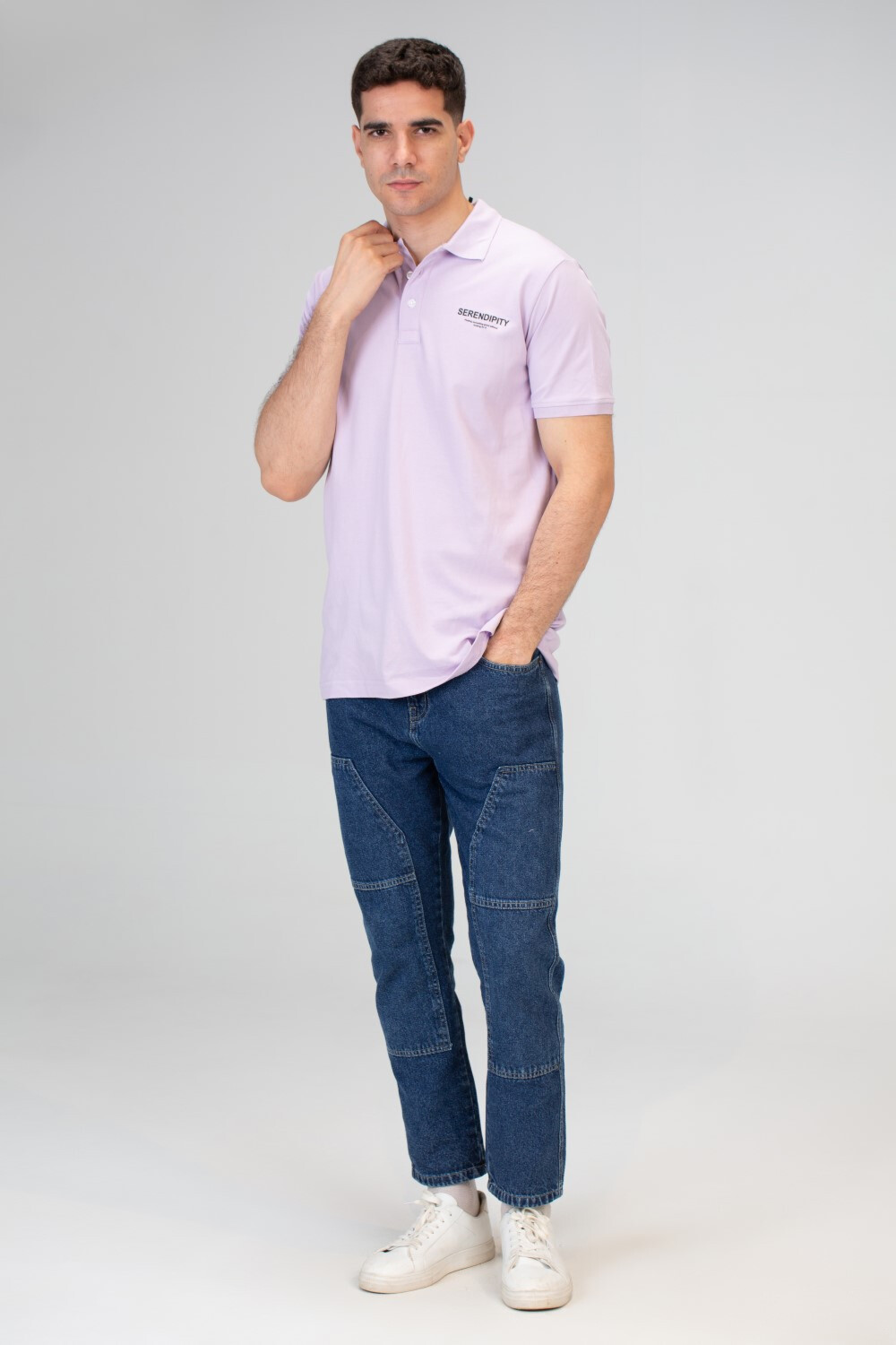 Mens Slim Fit Polo T-shirt With Half Sleeves And Back Print