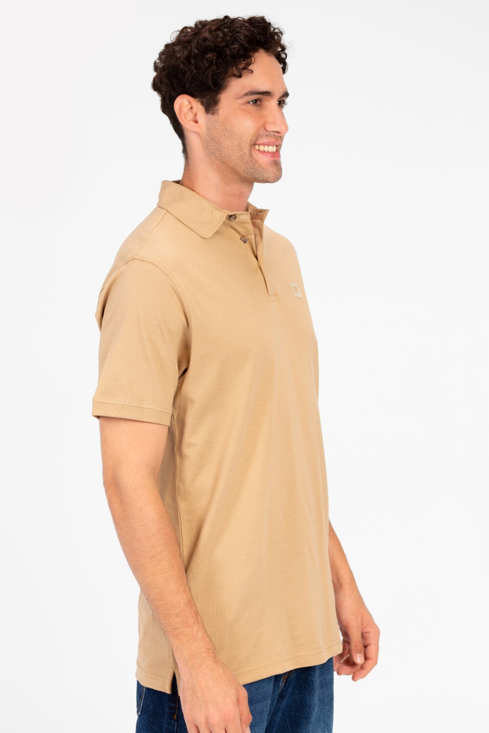 Men's Slim Fit Half Button Polo T-Shirt