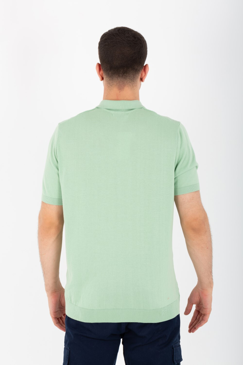 Mens Slim Fit Basic Polo T-Shirt With Short Sleeves And Zipper In The Front