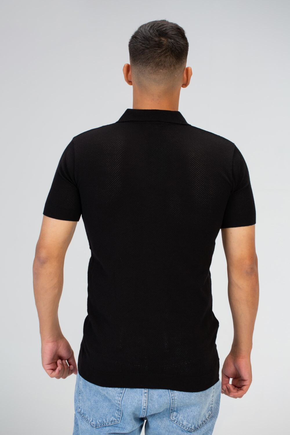 Mens Basic Plain Slim Fit Polo Trico T-Shirt With Short Sleeves