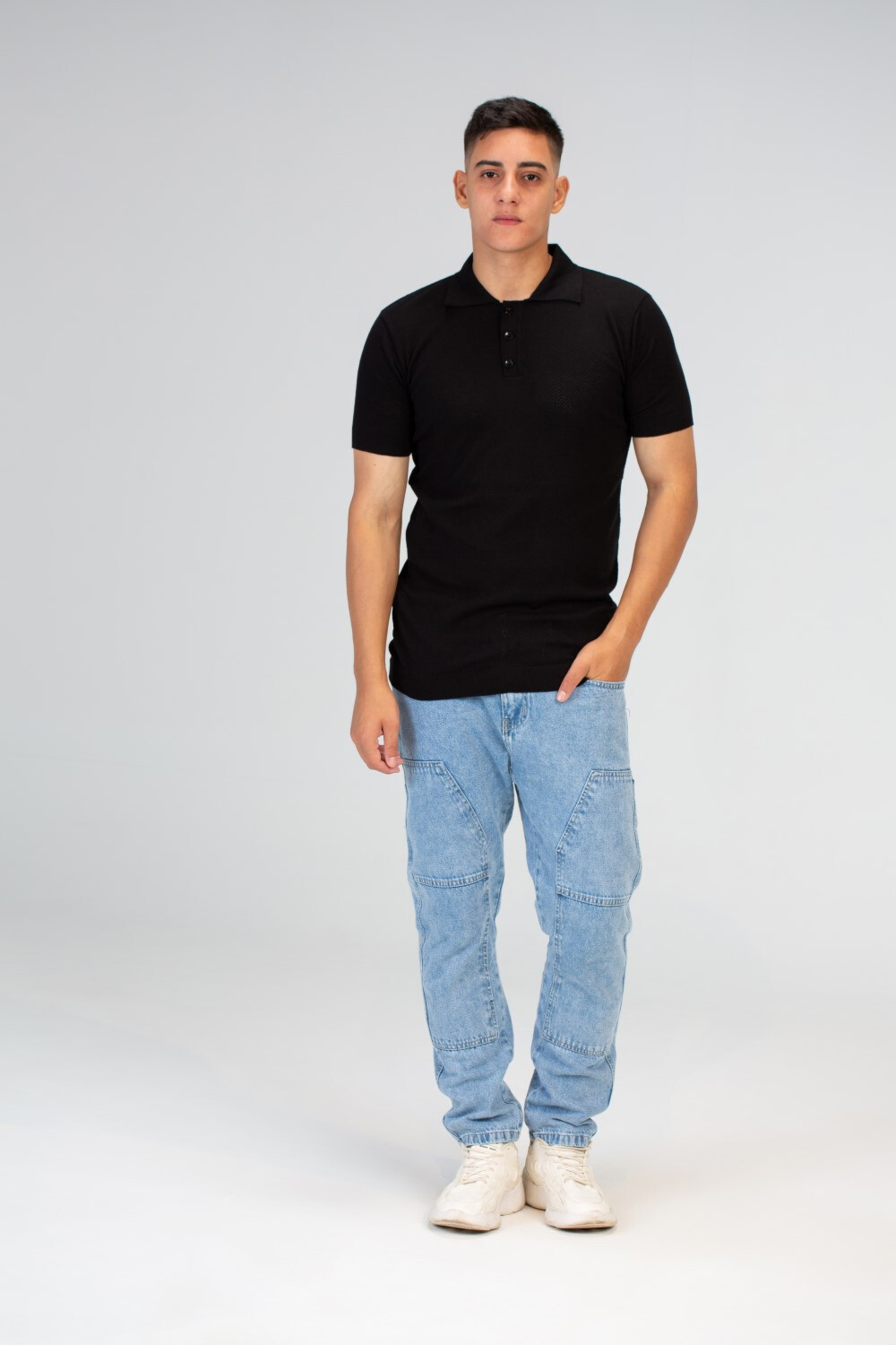 Mens Basic Plain Slim Fit Polo Trico T-Shirt With Short Sleeves