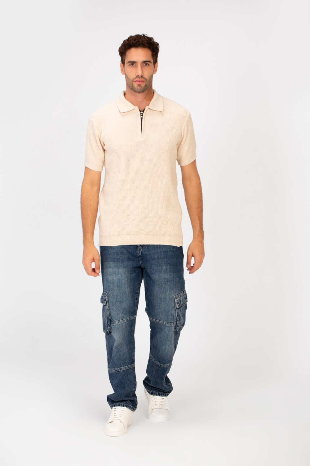 Men's Slim Fit Short Sleeve Half Zip High Quality Polo T-Shirt