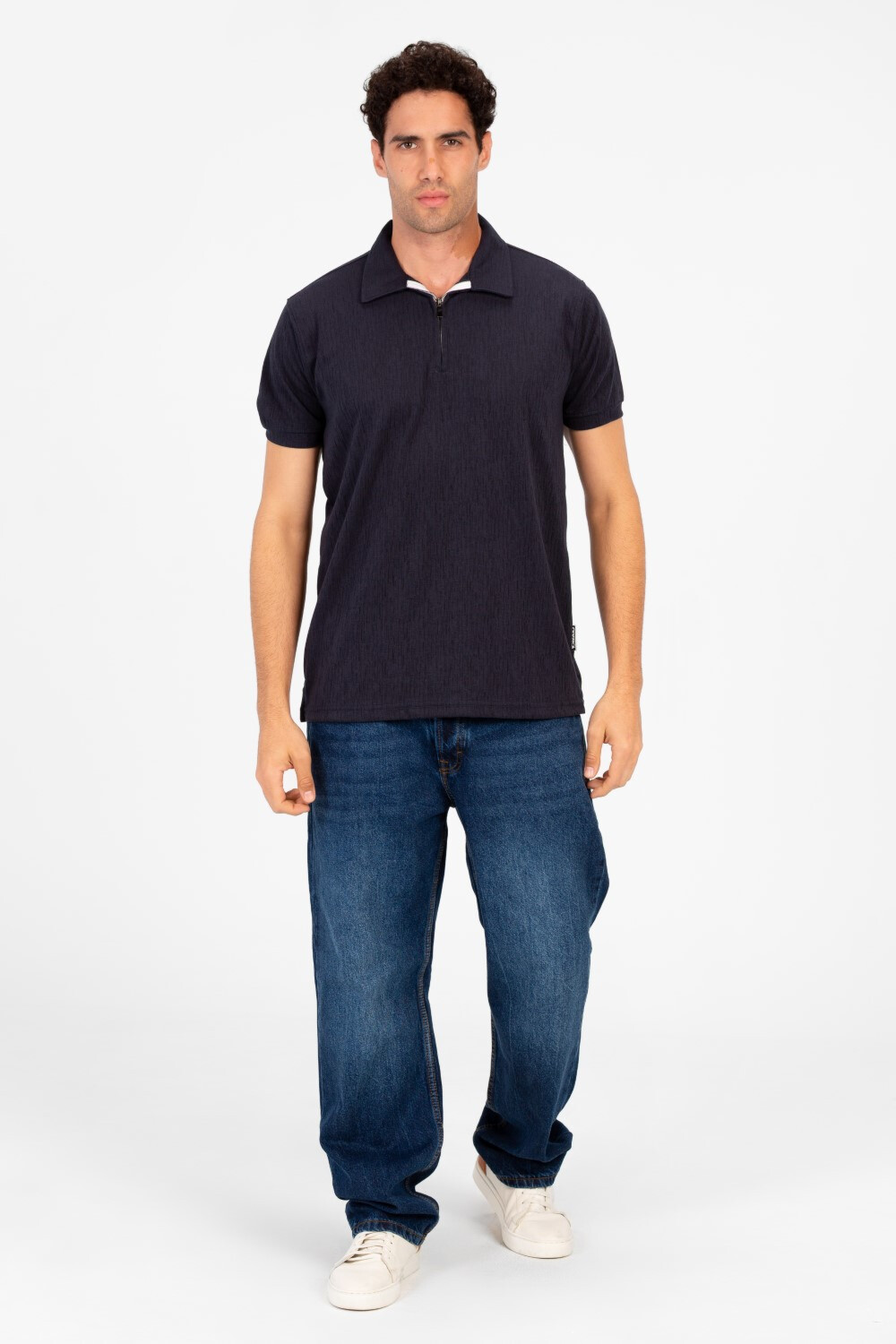 Men's Slim Fit Half Zip Polo T-Shirt