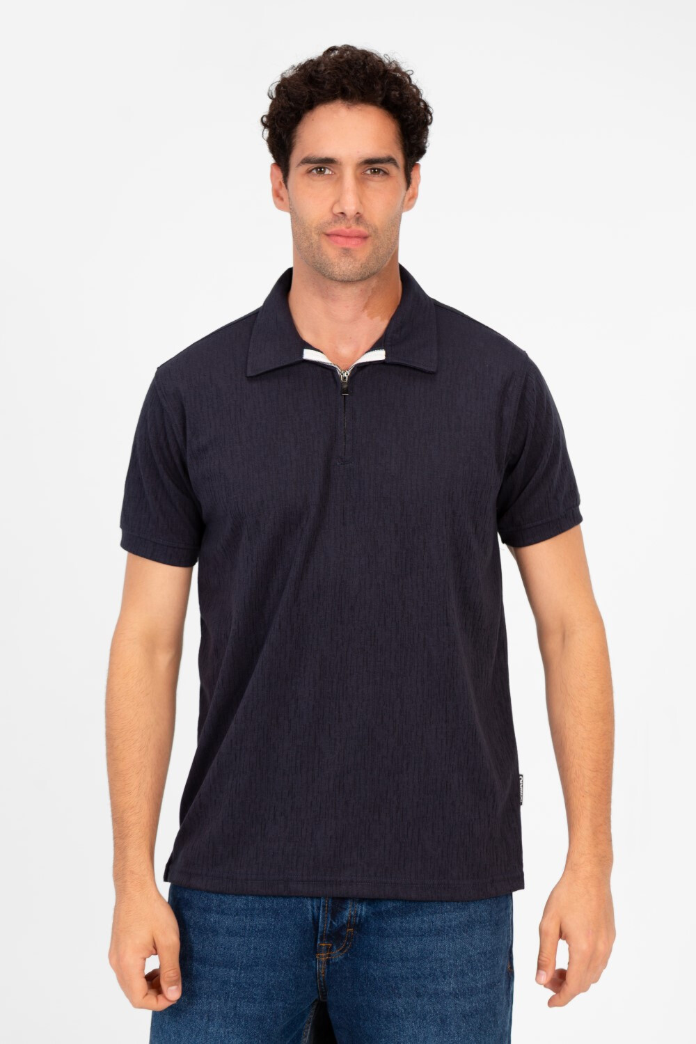 Men's Slim Fit Half Zip Polo T-Shirt