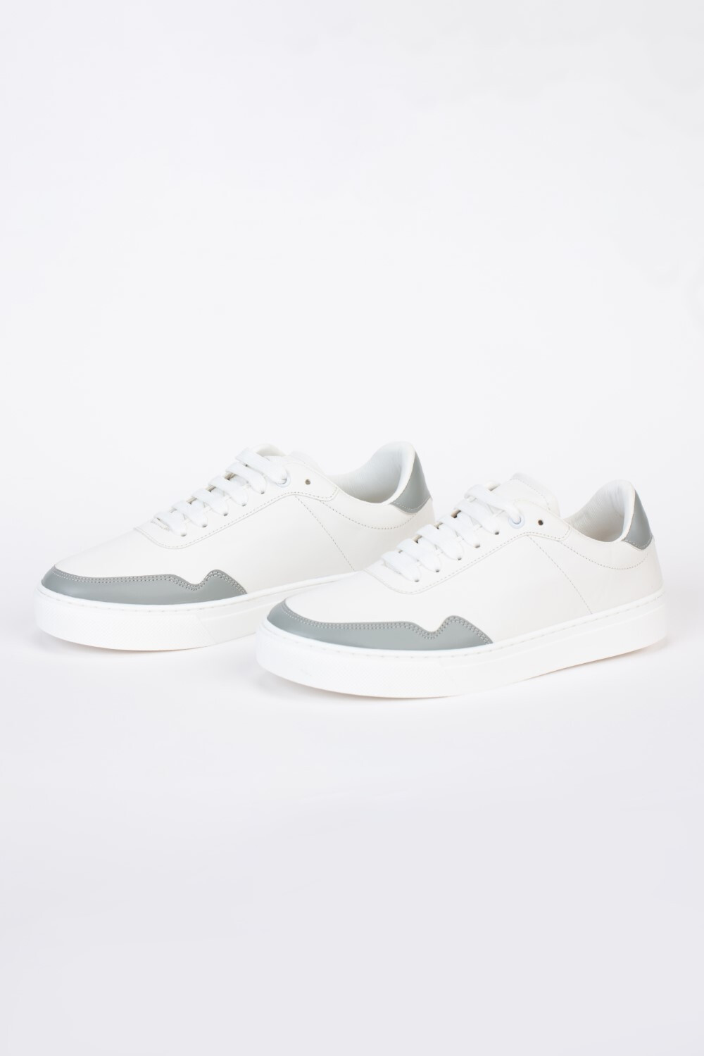 Mens White And Gray Lace Up Shoes